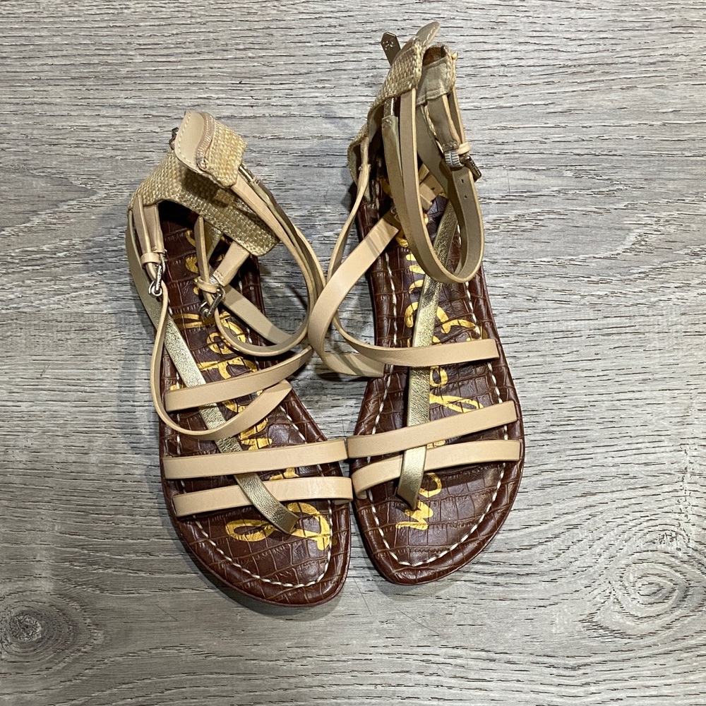 Sam Edelman Beige and Brown Strappy Sandals